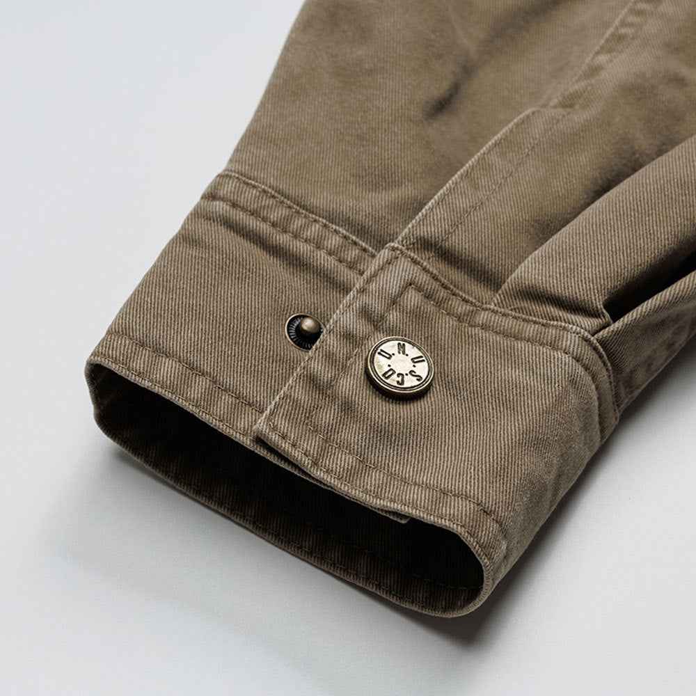 Mens Classic Plush Washed Punk Denim Jacket