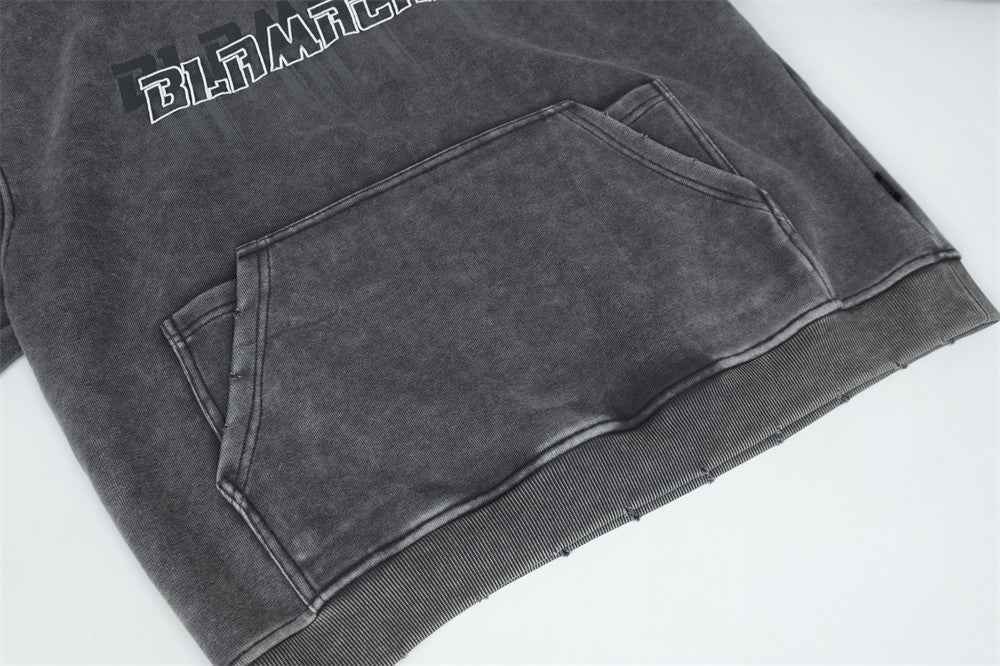 Chic Streetwear Grungy Distressed Washed Hoodie