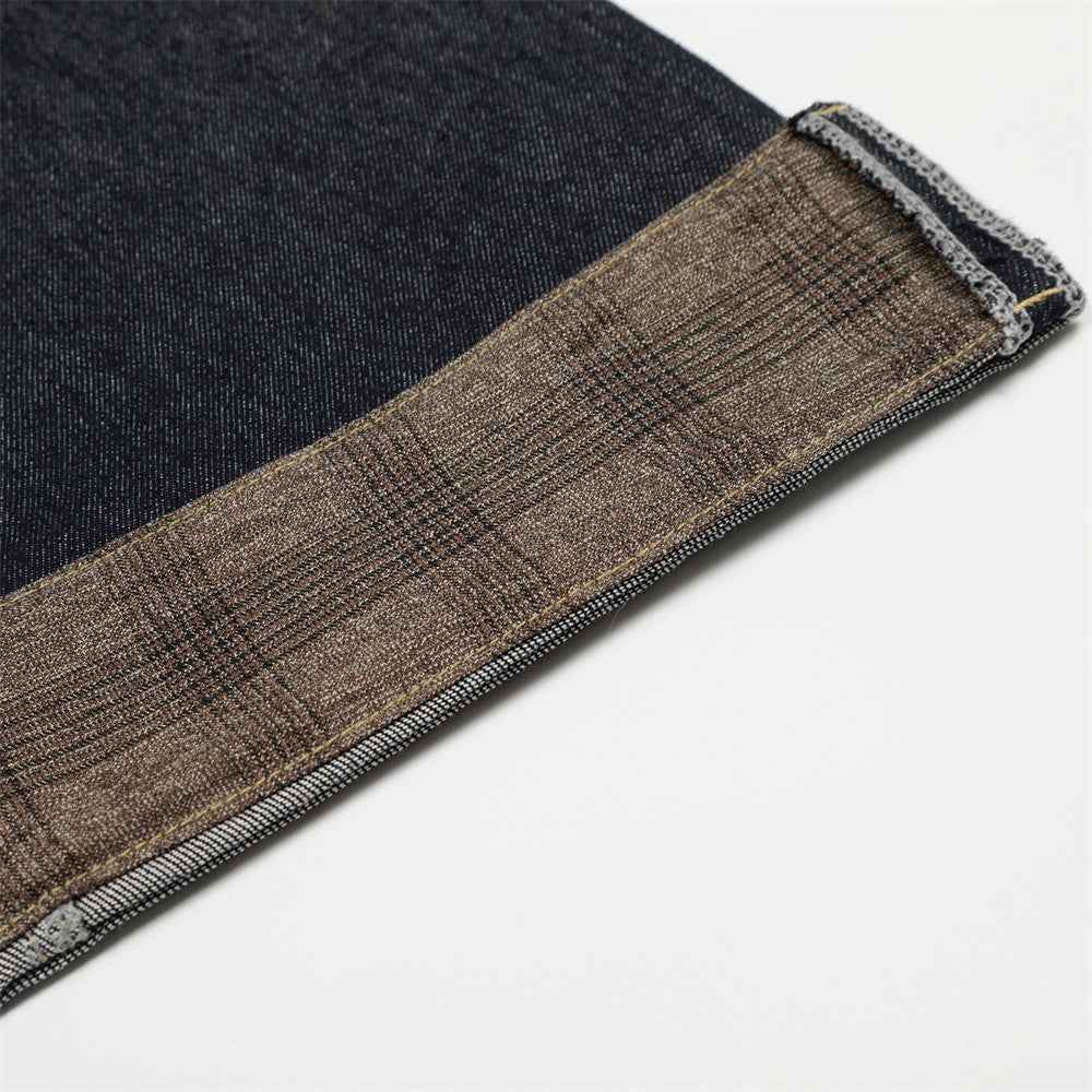 Streetwear Patchwork Plaid Denim Straight Leg Jeans