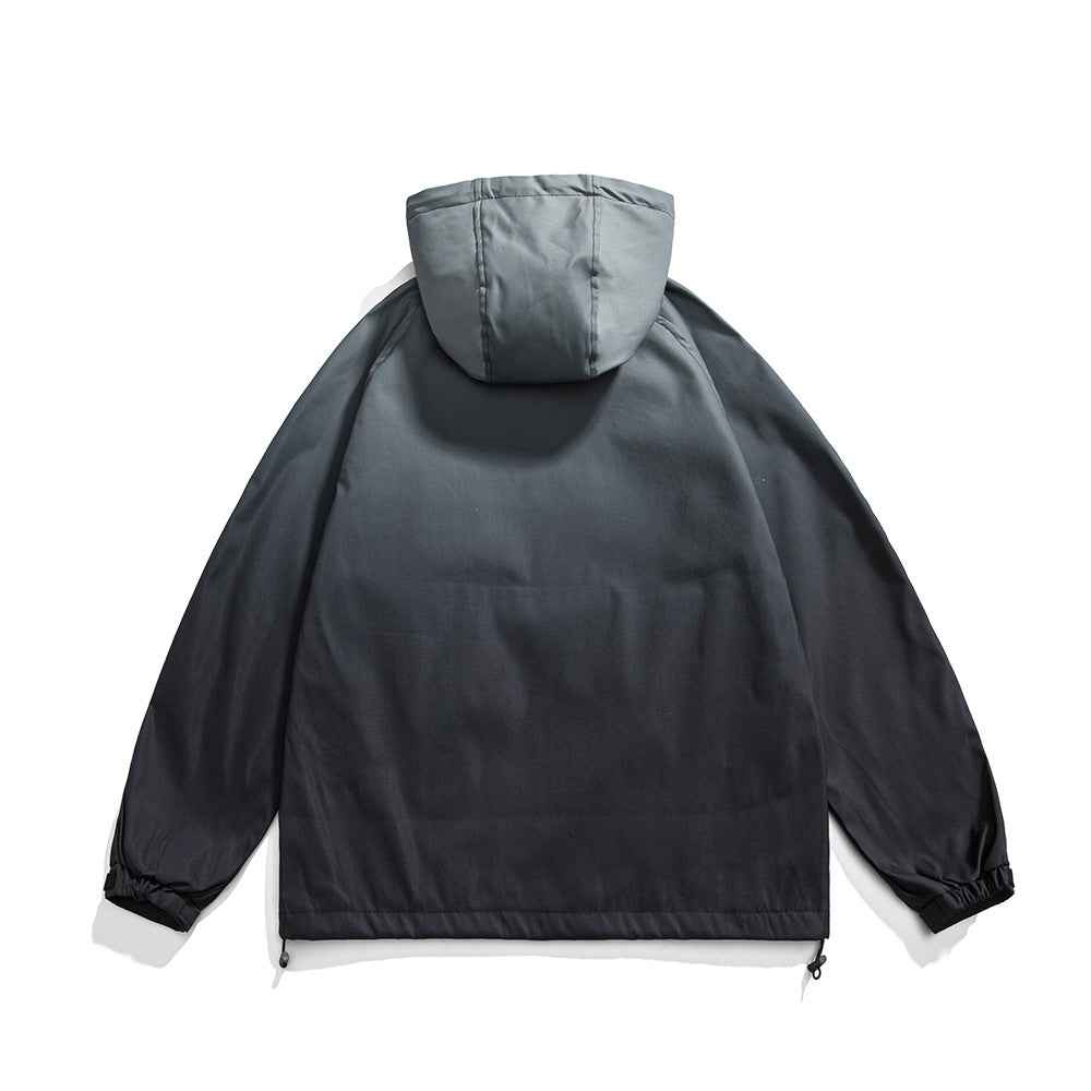 Y2K Streetwear Gradient Tie Dye Hooded Windbreaker Jacket