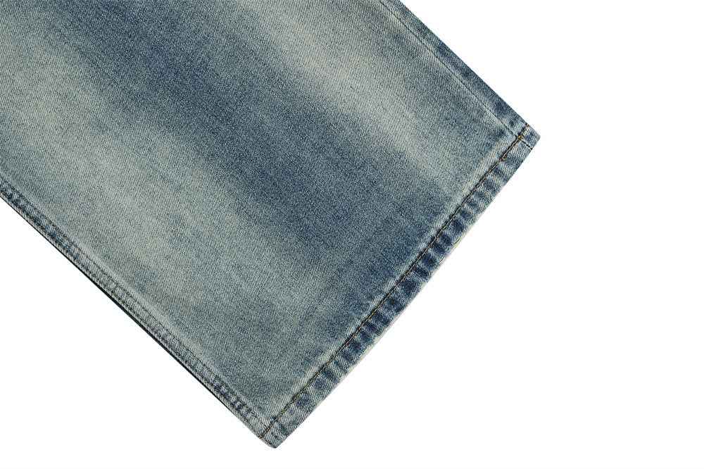 Flexible Streetweear Faded Gradient Denim Flare Jeans