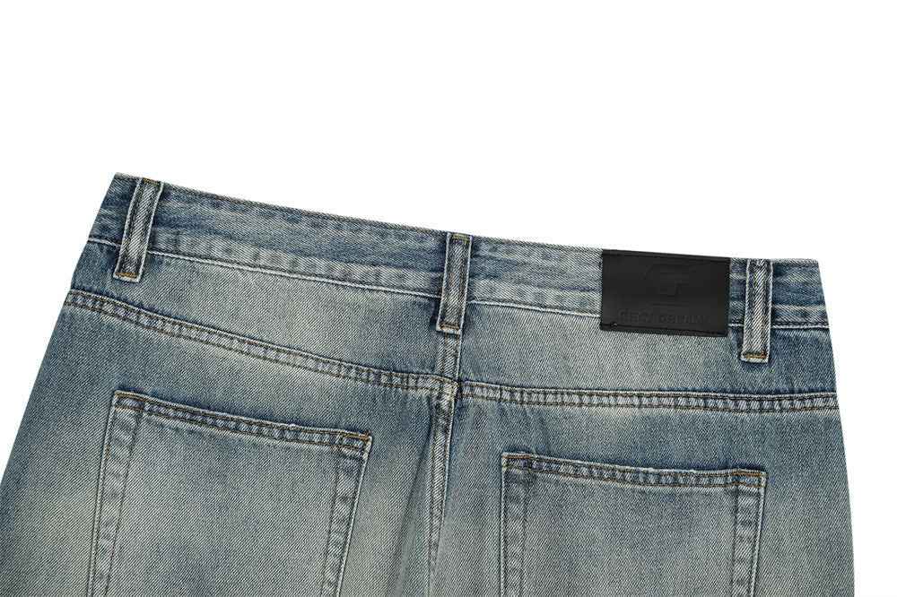 Flexible Streetweear Faded Gradient Denim Flare Jeans