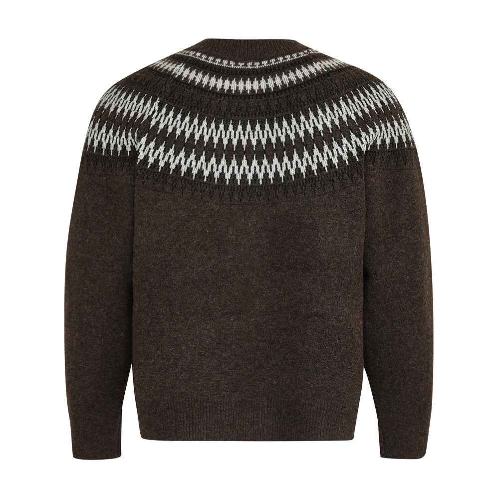 Flattering Tribal Totem Jacquard Knit Round neck Cardigan