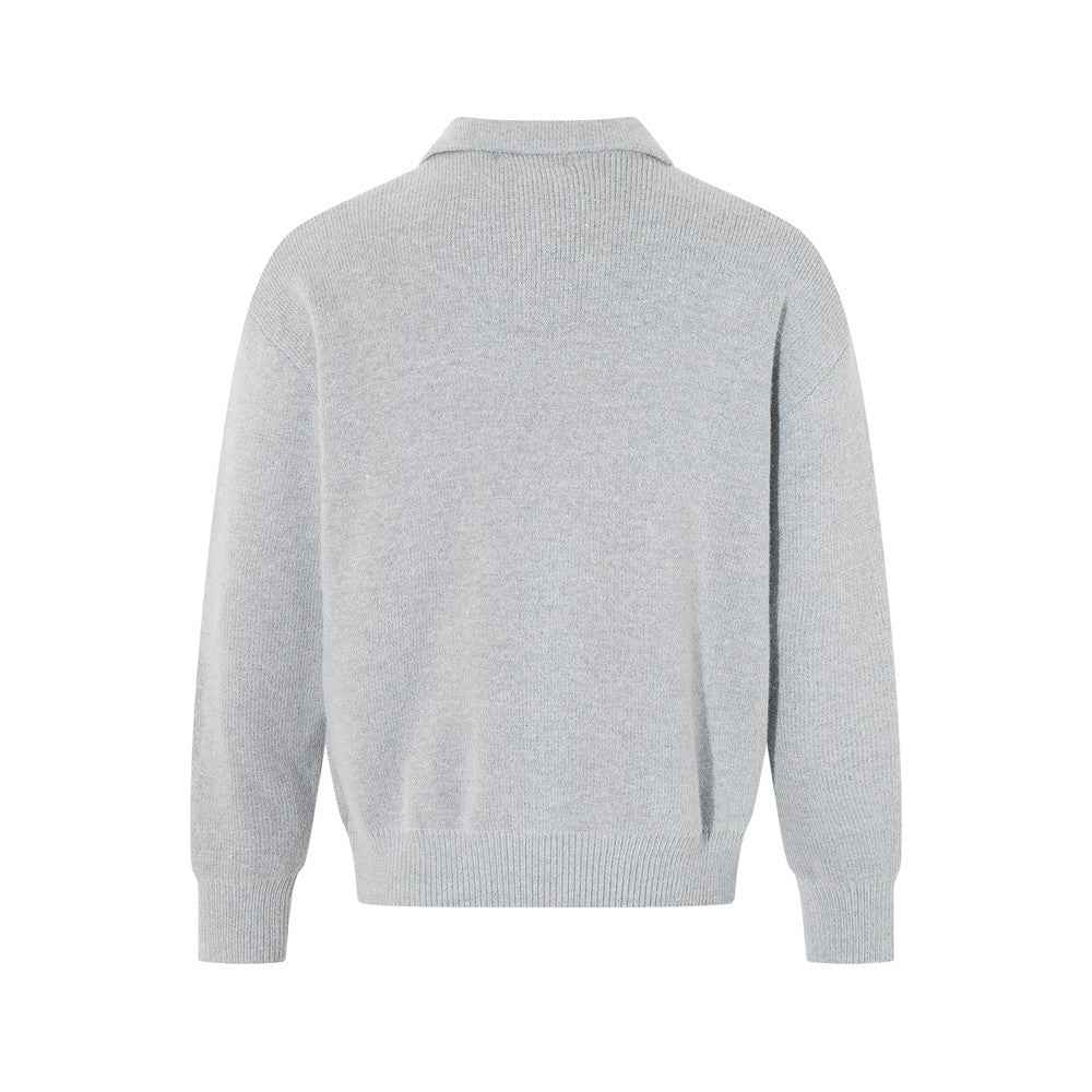 Breathable Minimalist European Style Knit Polo Sweater