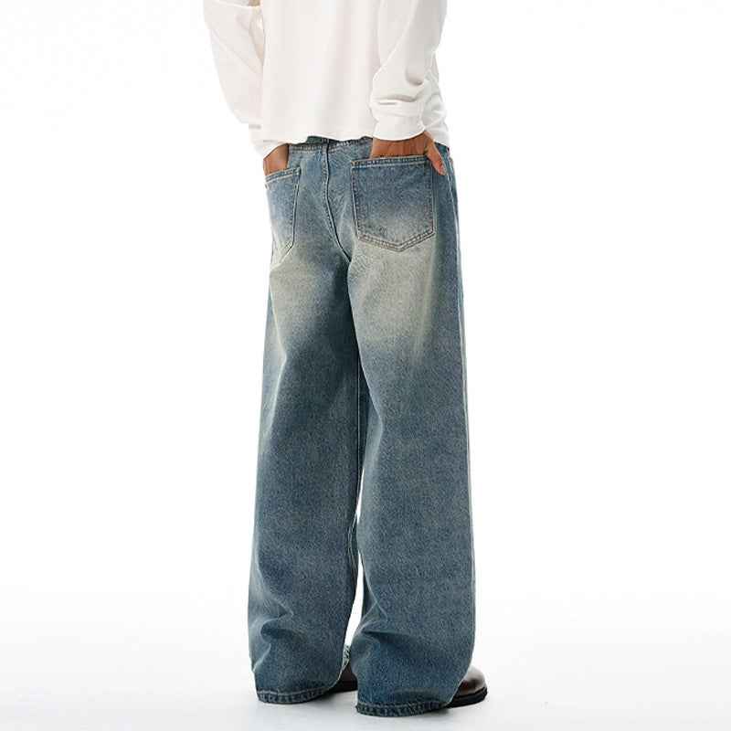 Trendy Washed Distressed Denim Wide Leg Jeans