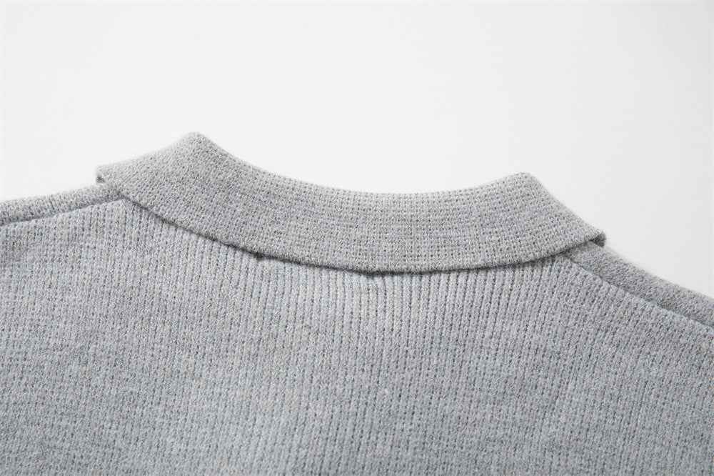 Breathable Minimalist European Style Knit Polo Sweater