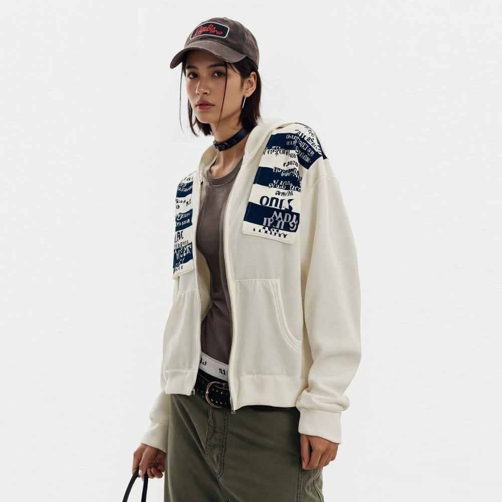Polished Look Colorful Striped Hooded Sweatshirt