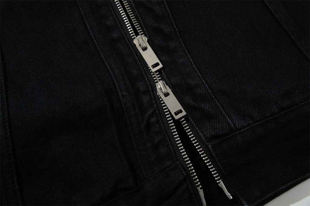 Streetwear Unique Deconstructed Black Denim Jacket