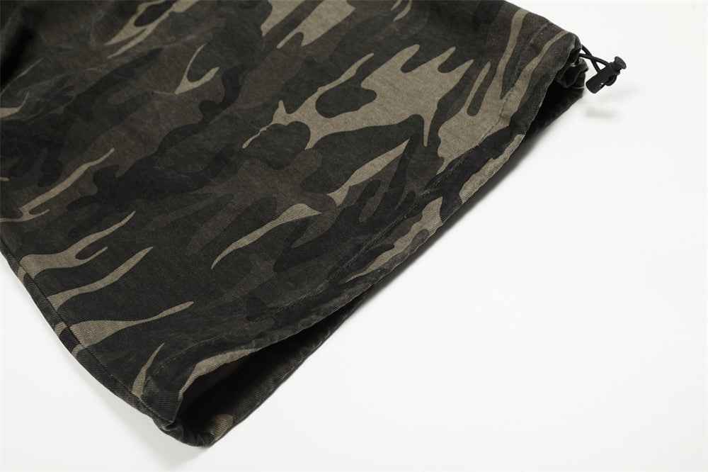 Y2K Cool Camo Vibe Drawstring Wide Leg Jogger