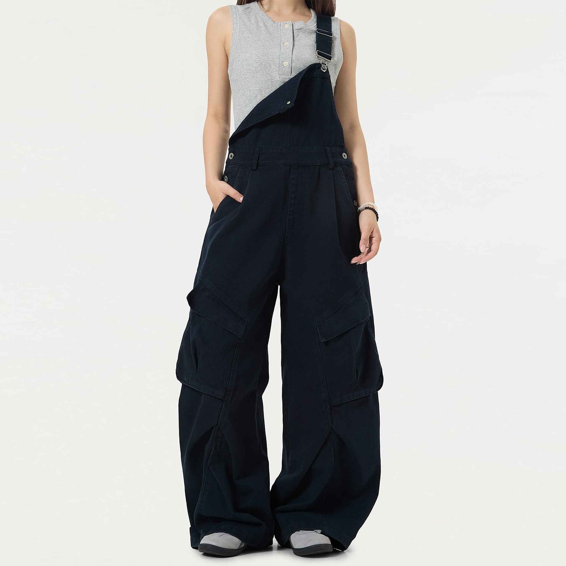 Vintage Distressed Workwear Overalls Wide Leg Jumpsuit