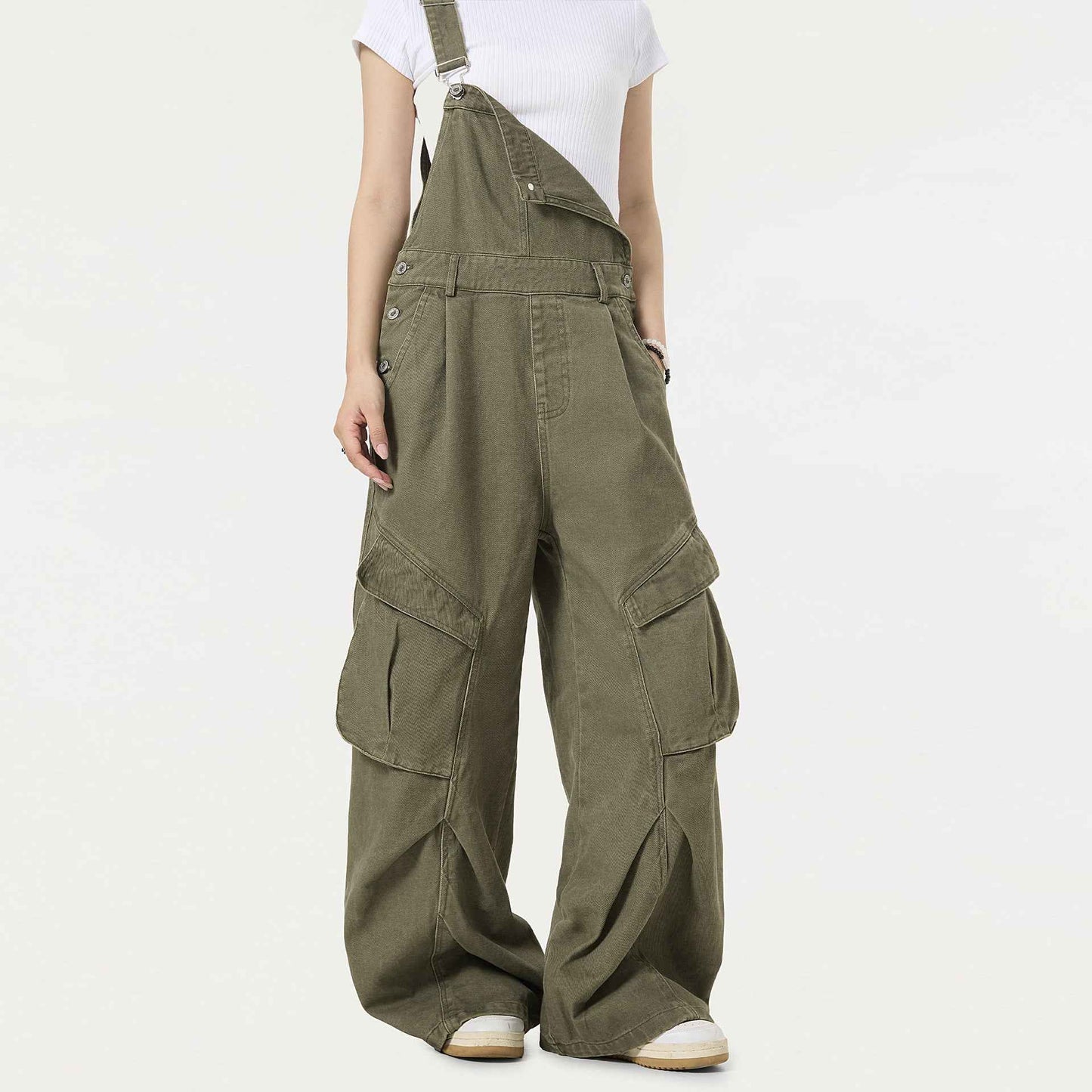 Vintage Distressed Workwear Overalls Wide Leg Jumpsuit