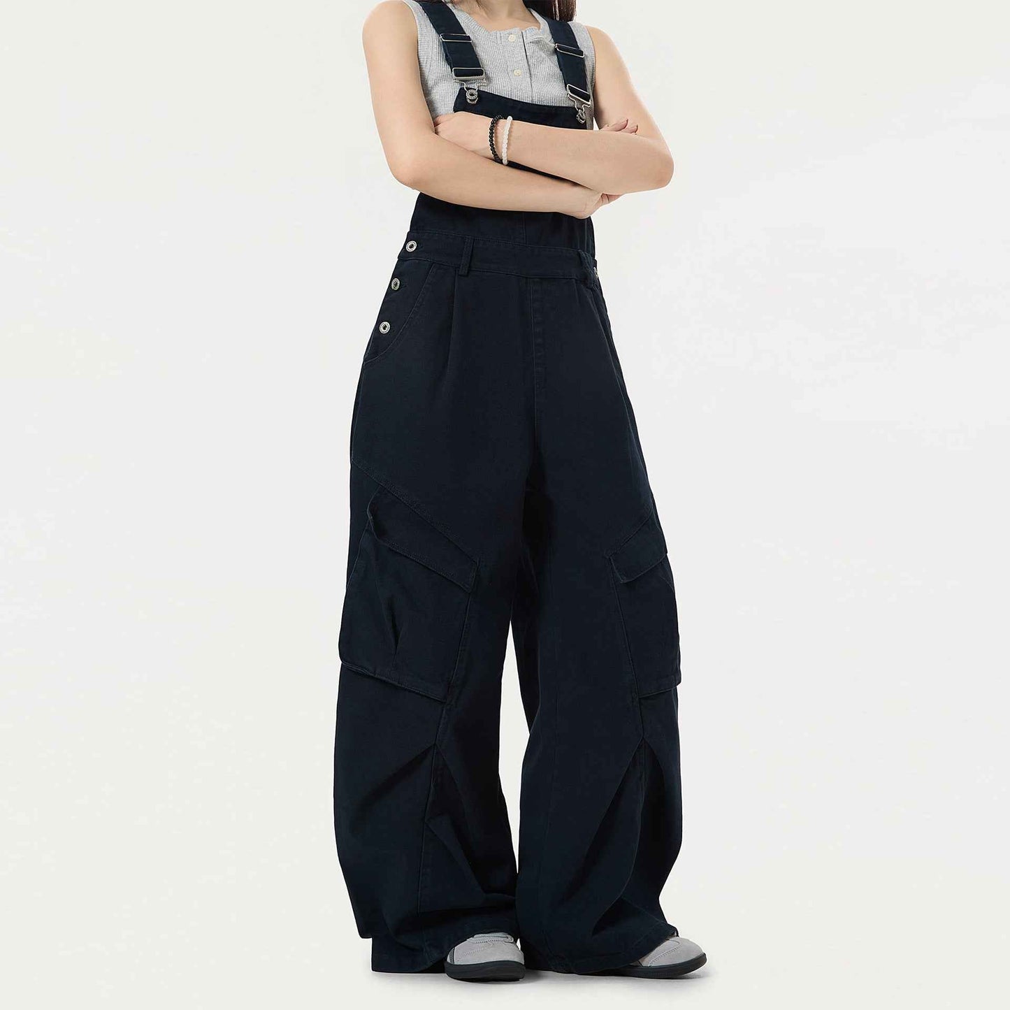 Vintage Distressed Workwear Overalls Wide Leg Jumpsuit