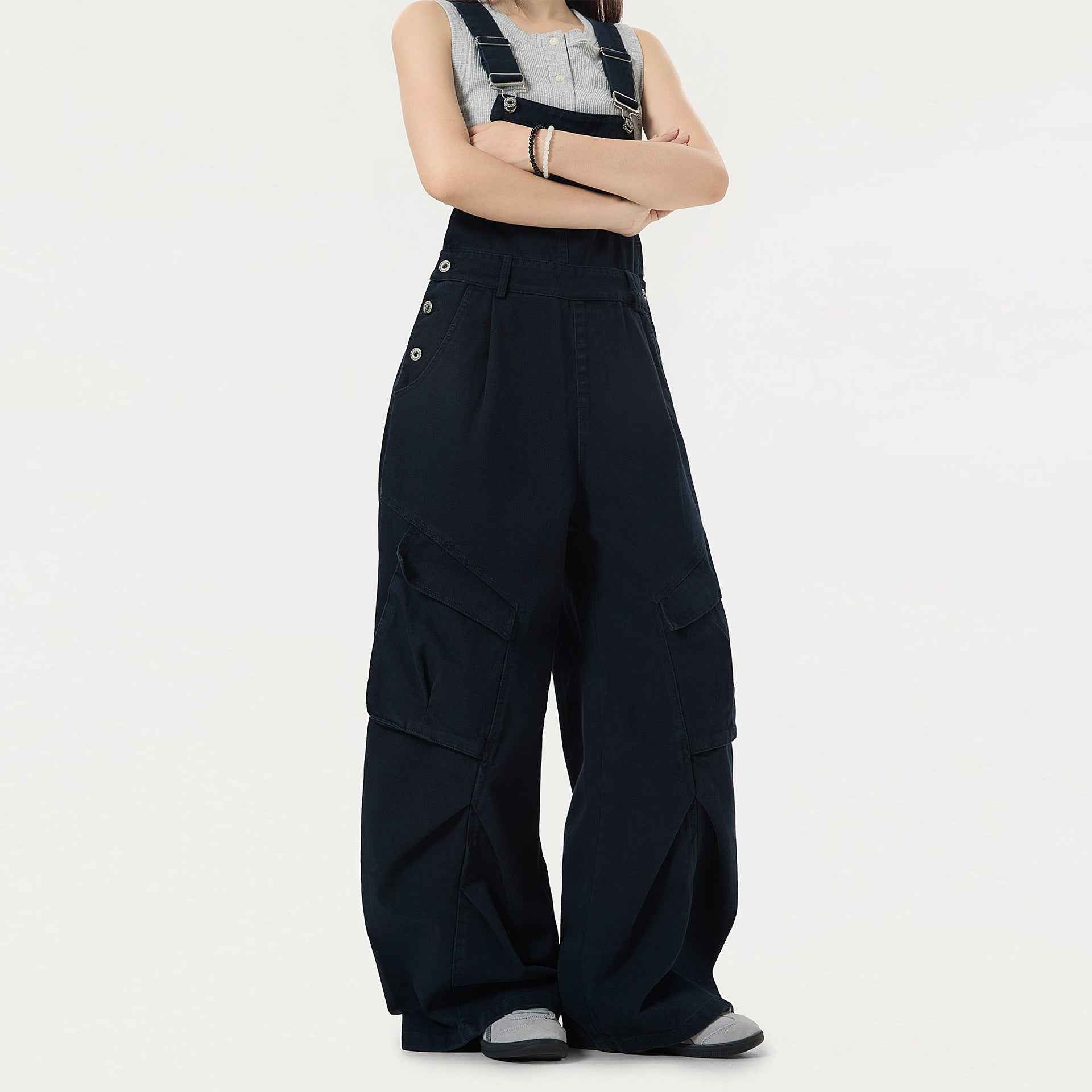 Vintage Distressed Workwear Overalls Wide Leg Jumpsuit