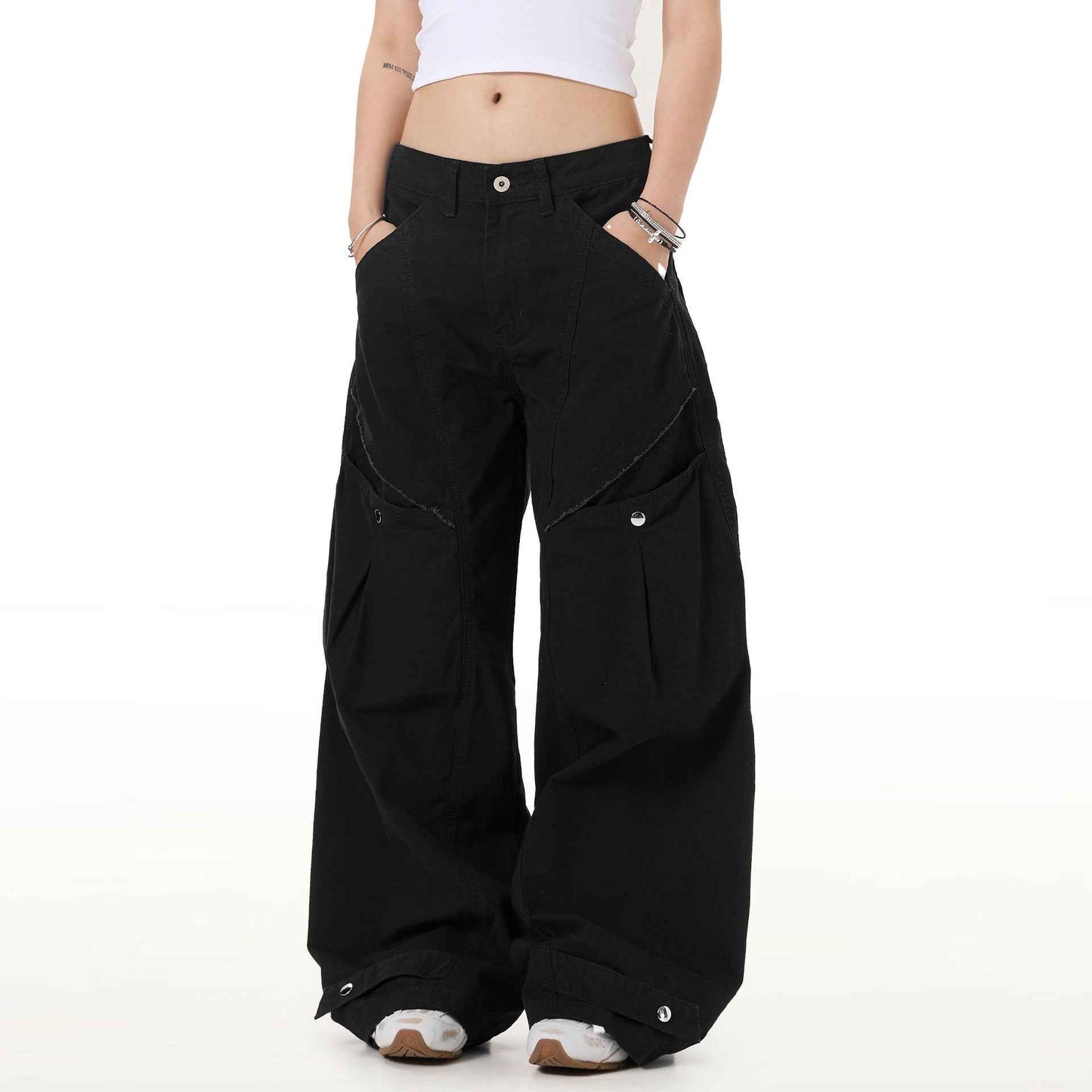 High Street Deconstructed Wide Leg Casual Jeans