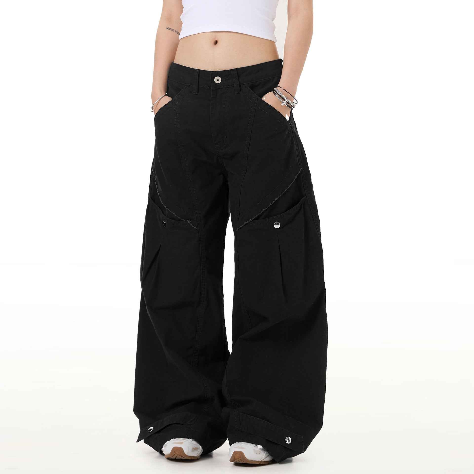 High Street Deconstructed Wide Leg Casual Jeans