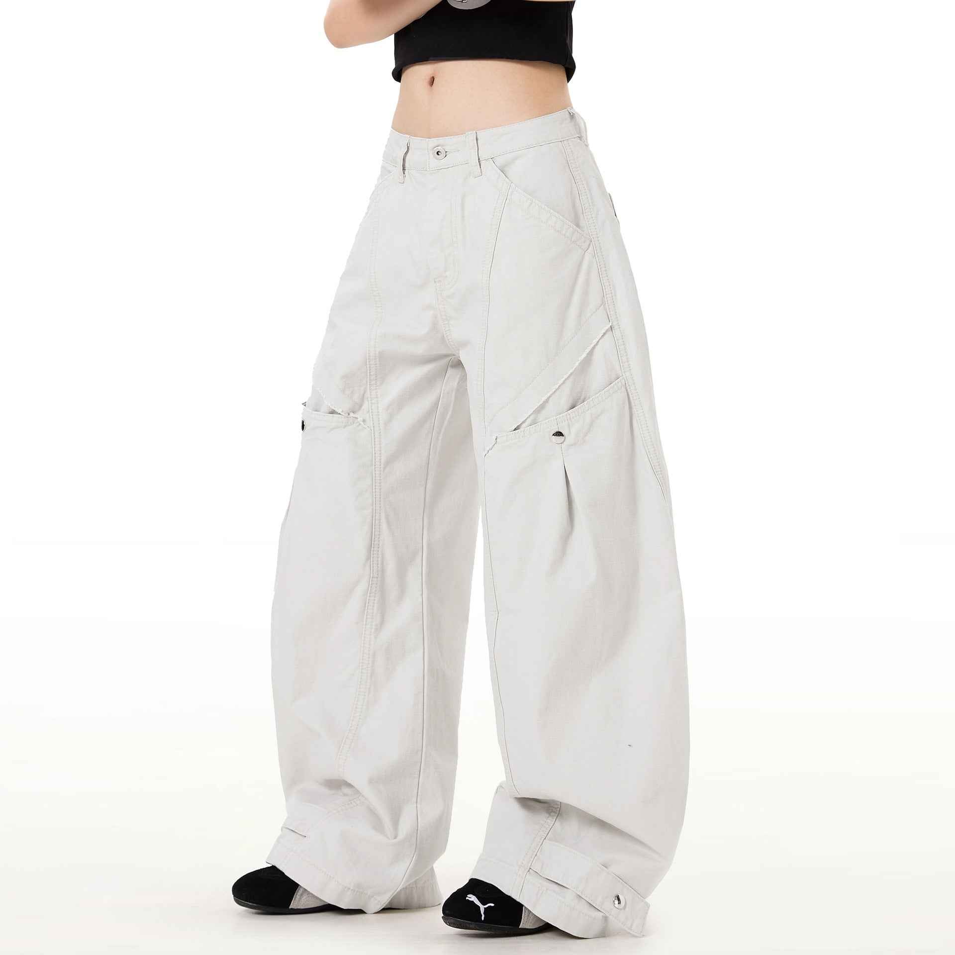 High Street Deconstructed Wide Leg Casual Jeans