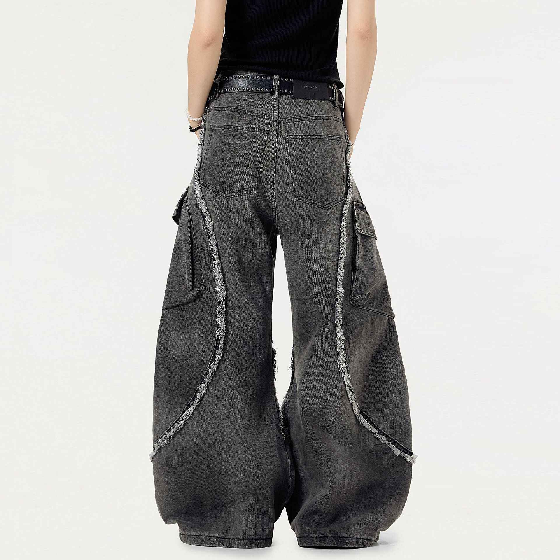 Elevated Streetwear Retro Distressed Wide Leg Jeans