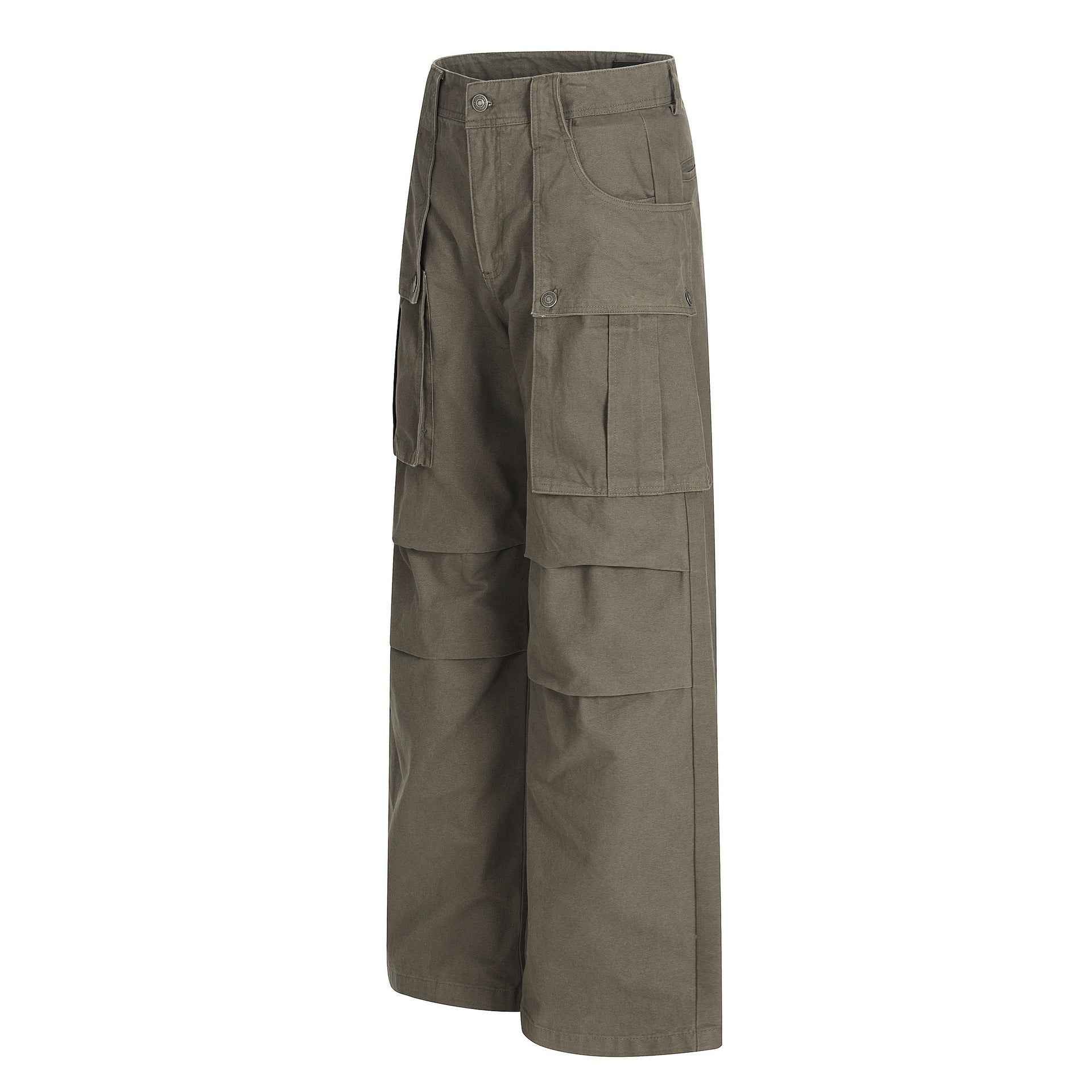 Versatile Loose-Fit Casual Solid Straight-Leg Cargo Pants