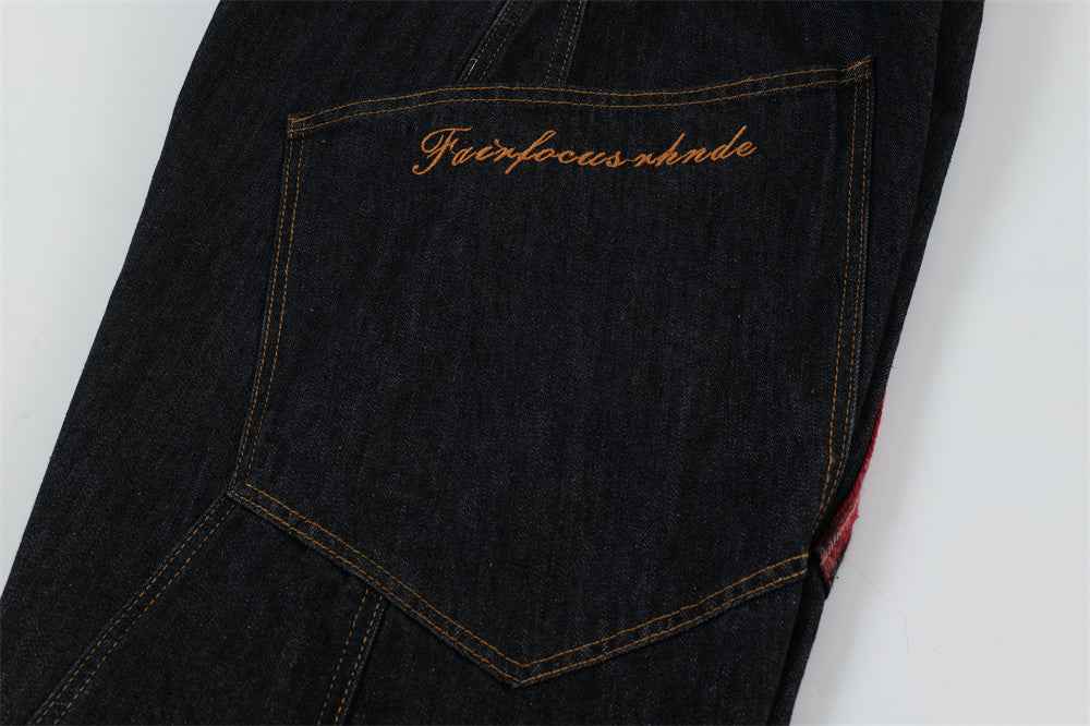 Y2K Unique Split Design Straight Leg Cargo Jeans