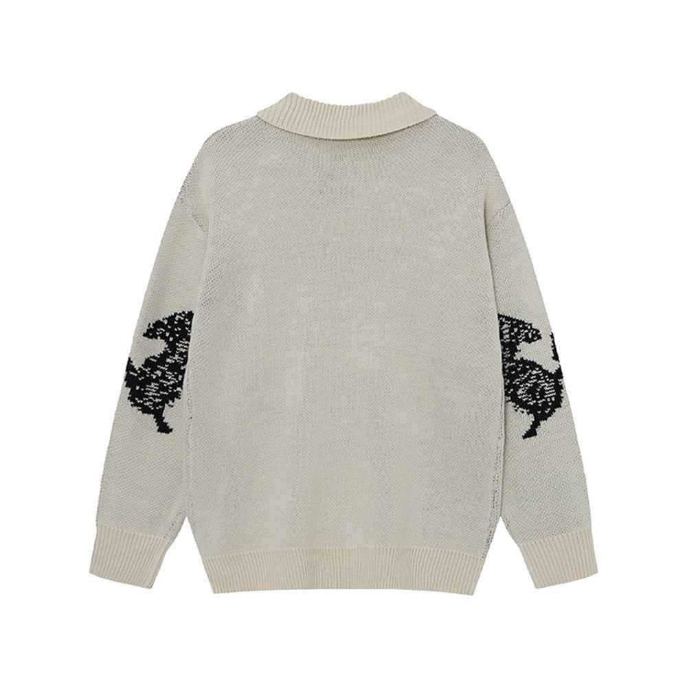 Women Butterfly Print Cozy Loose Knit Sweater