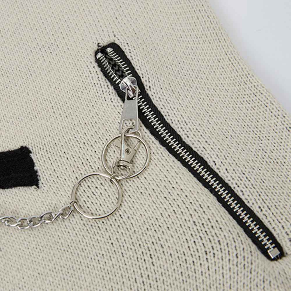 Winter Flexible Y2K Lazy Cross Zipper Sweater