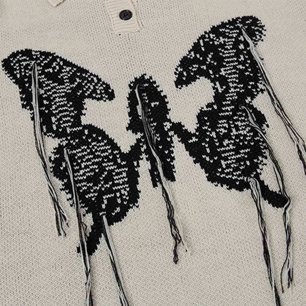 Women Butterfly Print Cozy Loose Knit Sweater