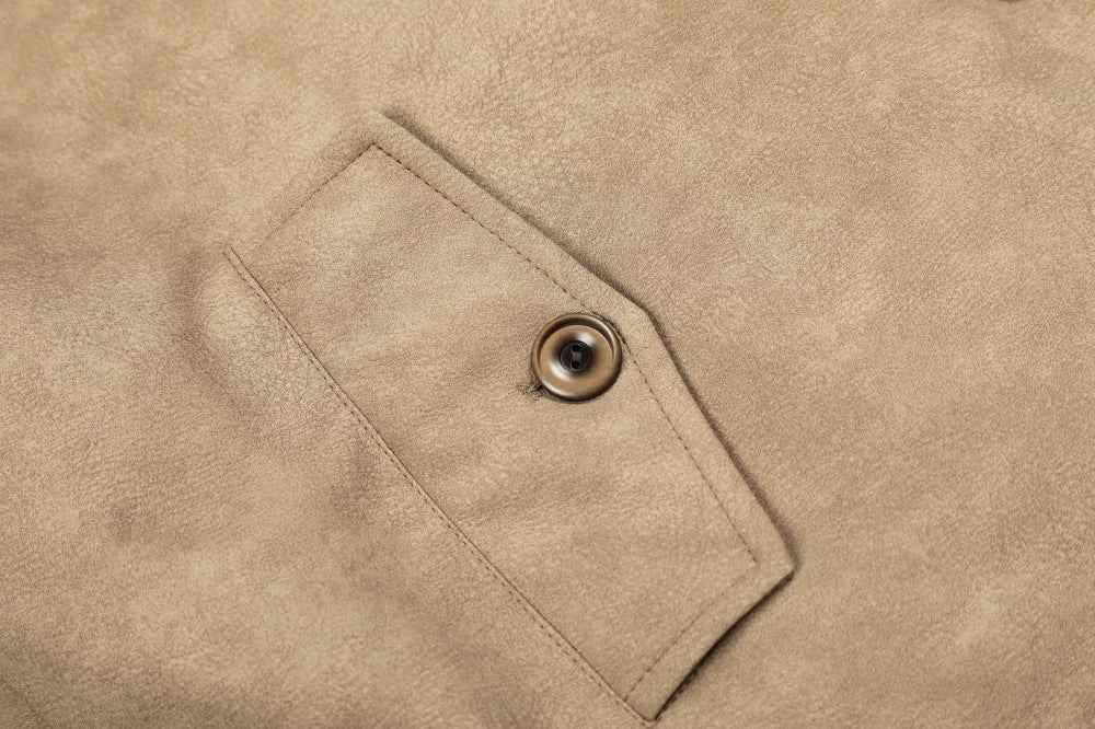 Thick Warm Punk Fur Collar Style PU Leather Jacket