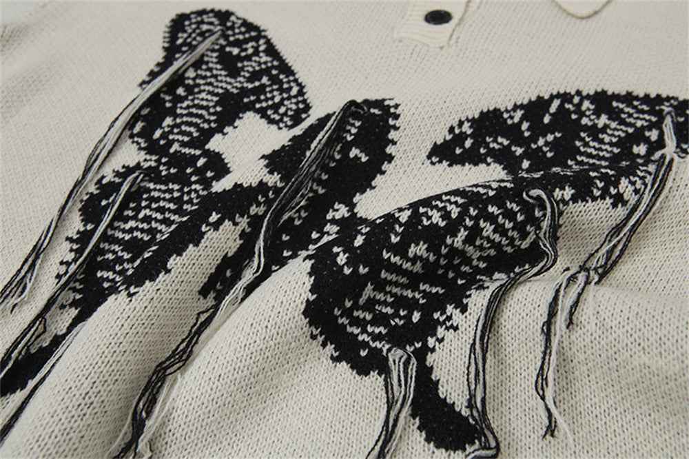 Women Butterfly Print Cozy Loose Knit Sweater