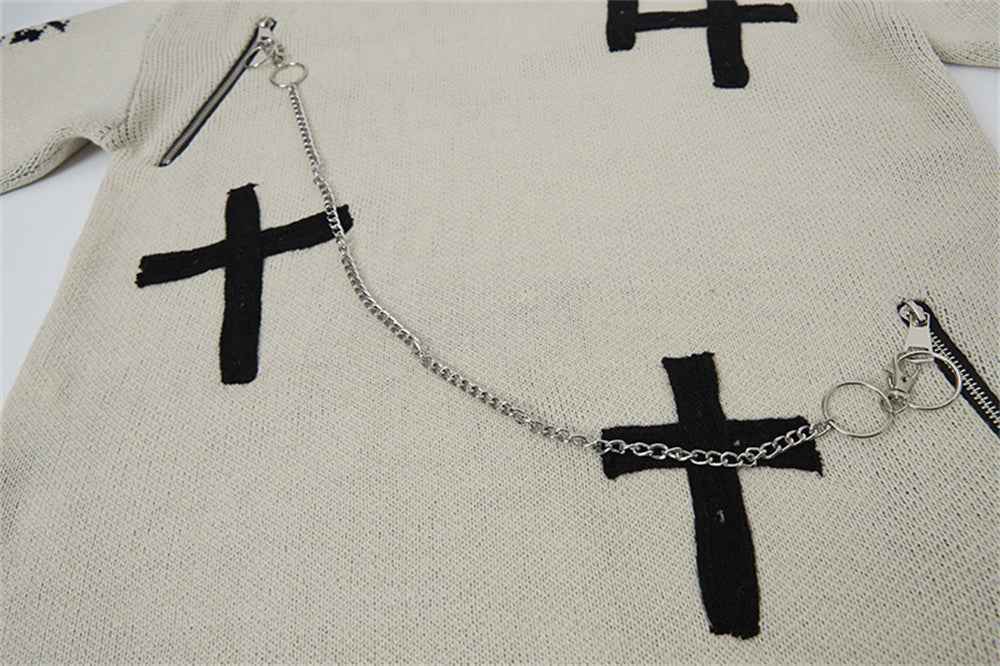 Winter Flexible Y2K Lazy Cross Zipper Sweater