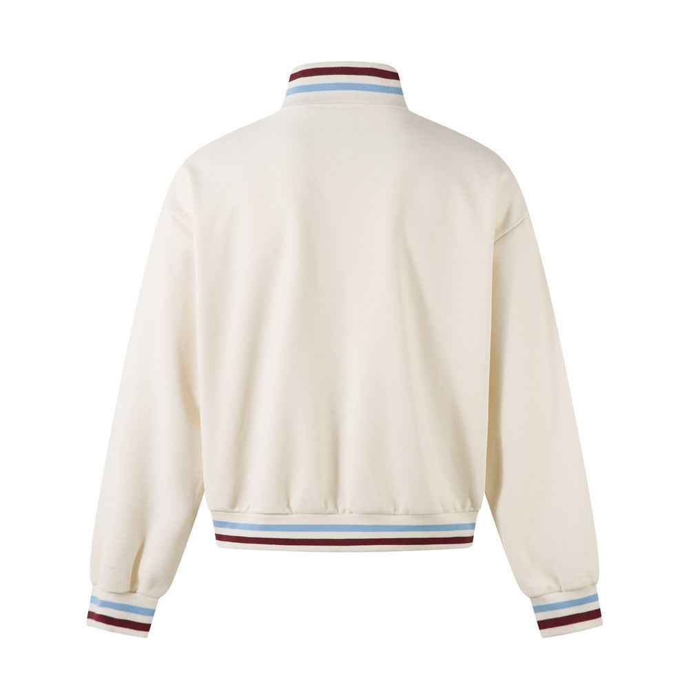 Stylish Color Block Letter Print Zip-Up Sweatshirt