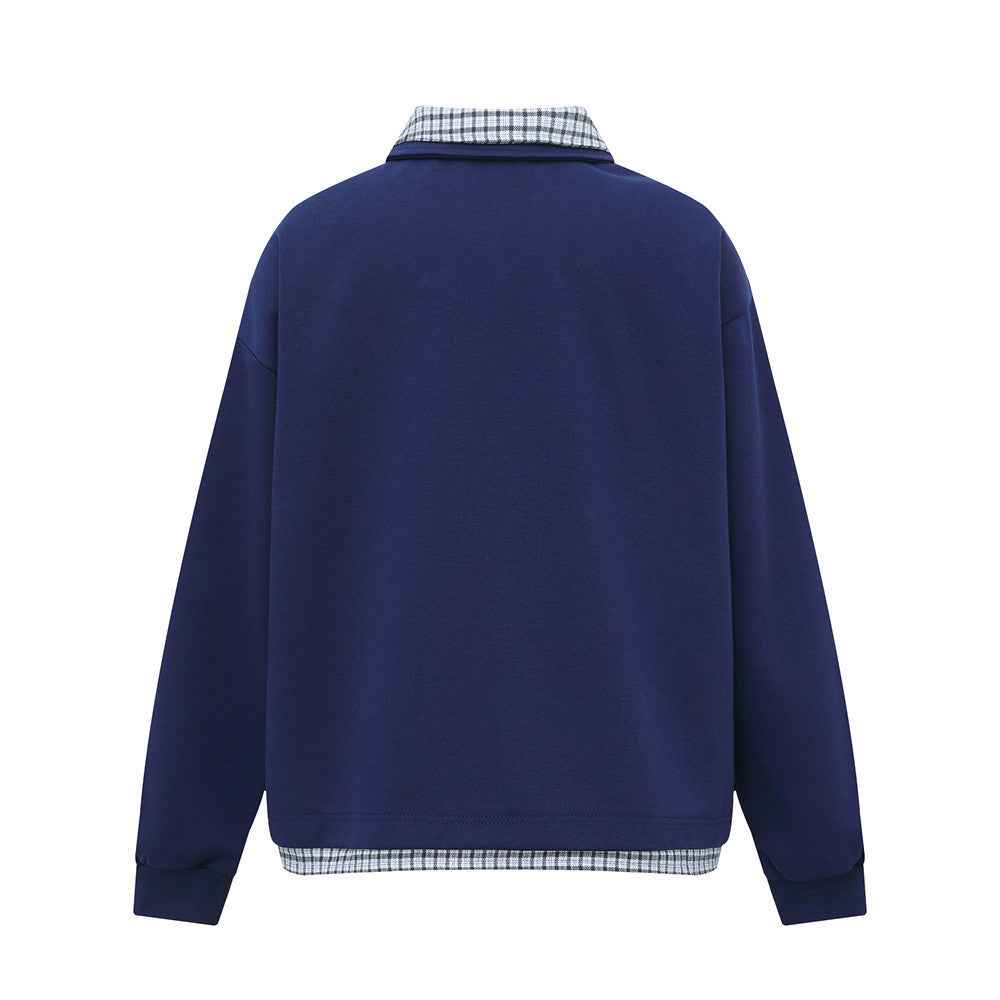 Streetwear Long Sleeve Polo Collar With Tie Sweatshirt