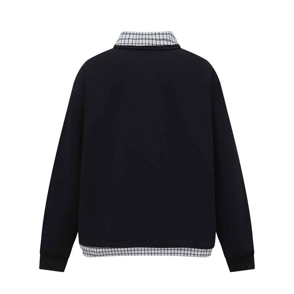 Streetwear Long Sleeve Polo Collar With Tie Sweatshirt
