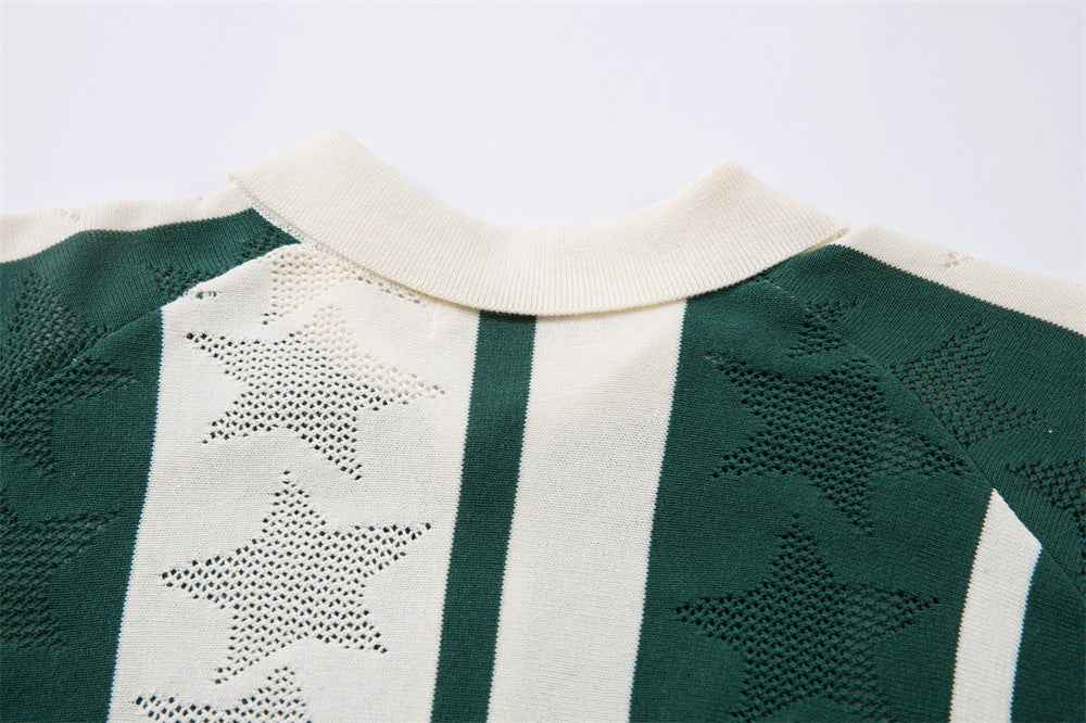Elevated Colorful Striped Collar Casual Knit Cardigan
