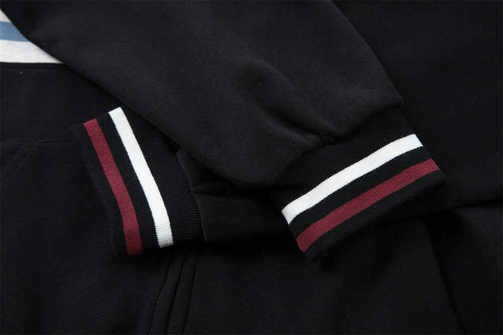 Stylish Color Block Letter Print Zip-Up Sweatshirt