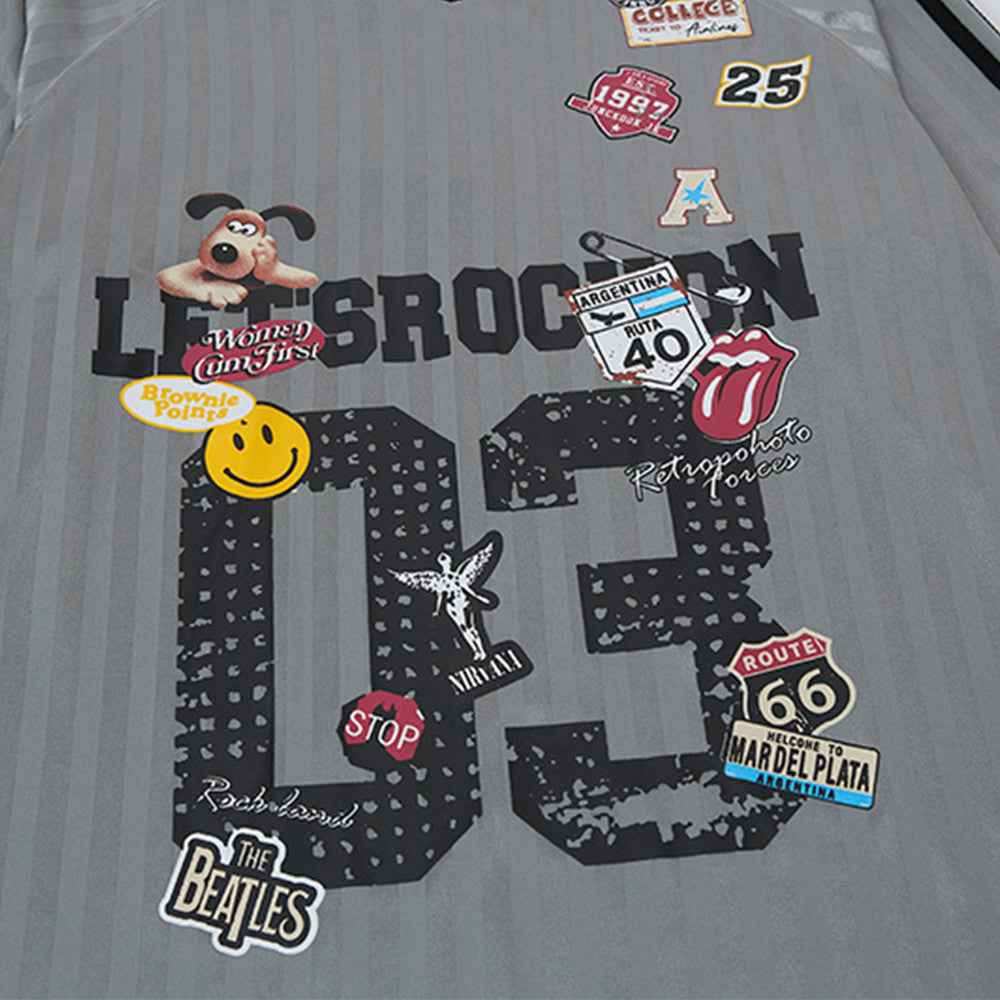 Stylish Oversized Cartoon Print Long Sleeve Polyester T-Shirt