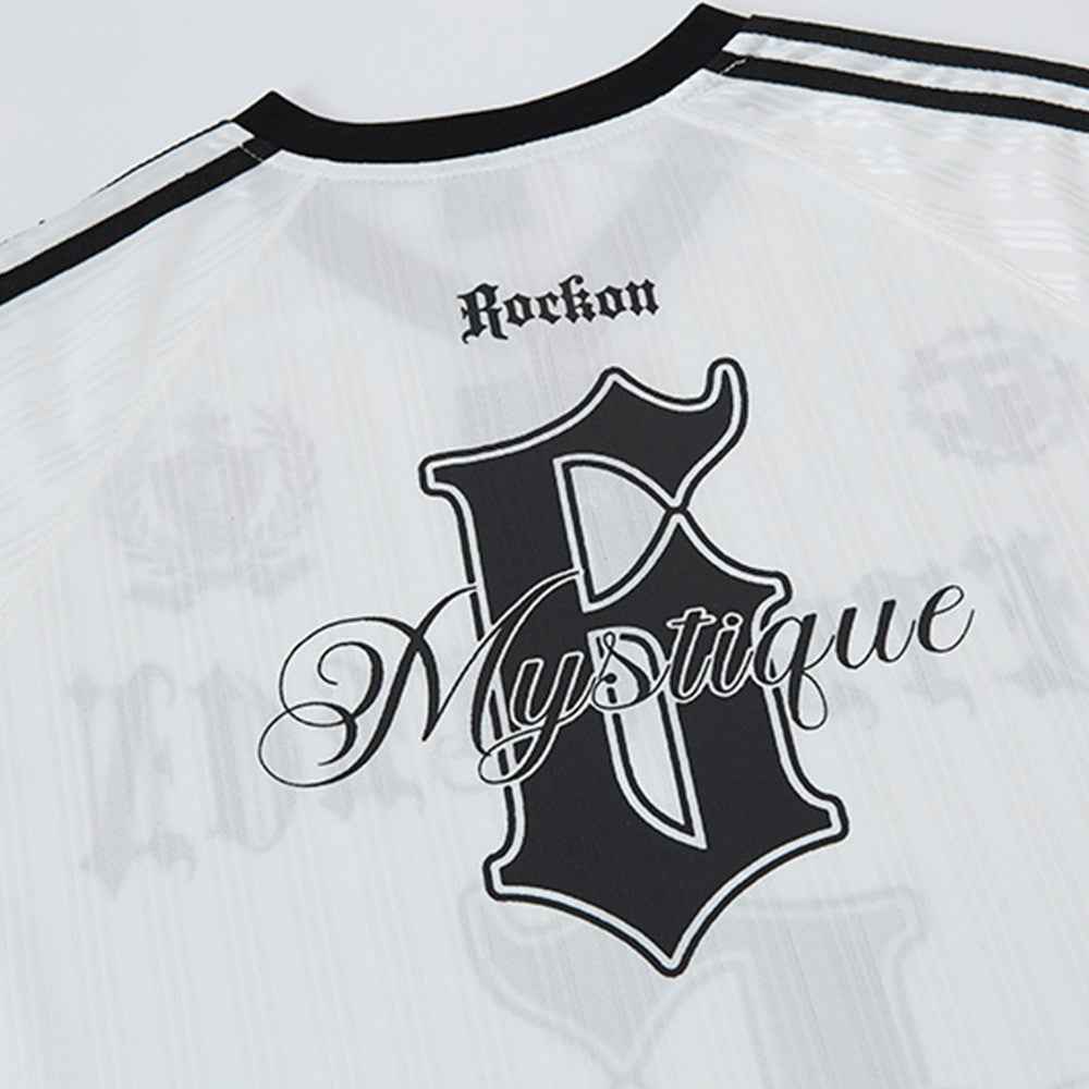 Gothic Print Long Sleeve V-Neck Polyester T-Shirt