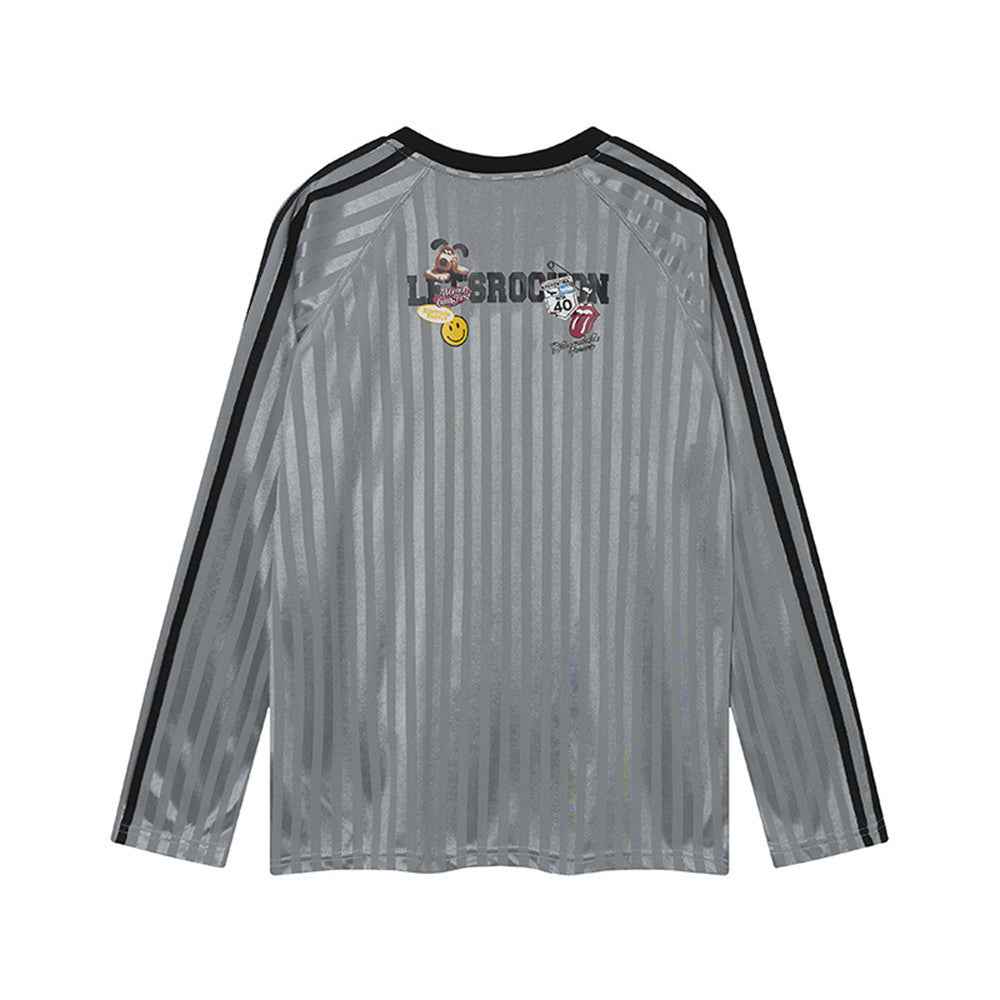 Stylish Oversized Cartoon Print Long Sleeve Polyester T-Shirt