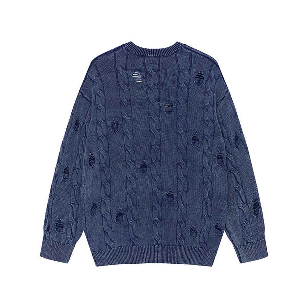Essential Punk Distressed Long Sleeve Knit Sweater