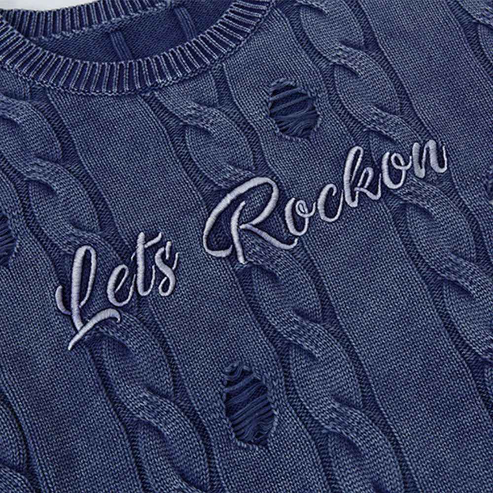 Essential Punk Distressed Long Sleeve Knit Sweater