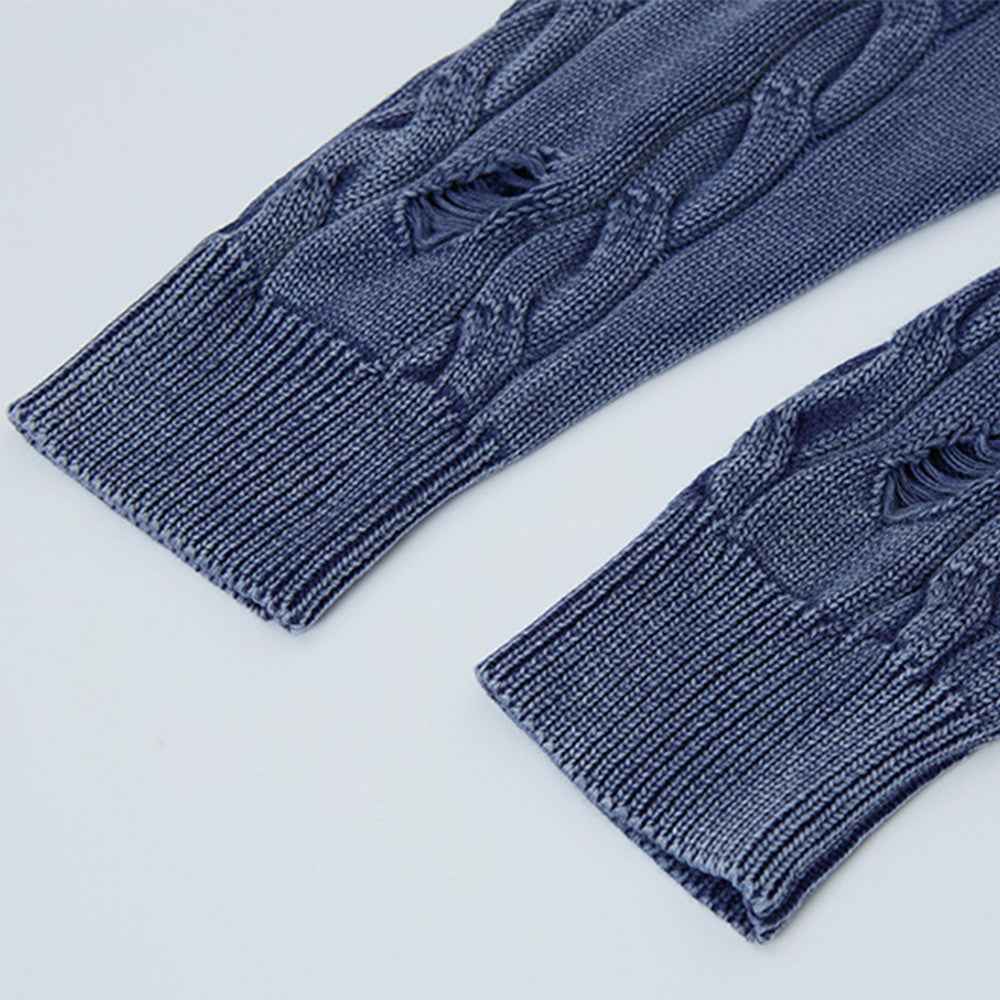 Essential Punk Distressed Long Sleeve Knit Sweater