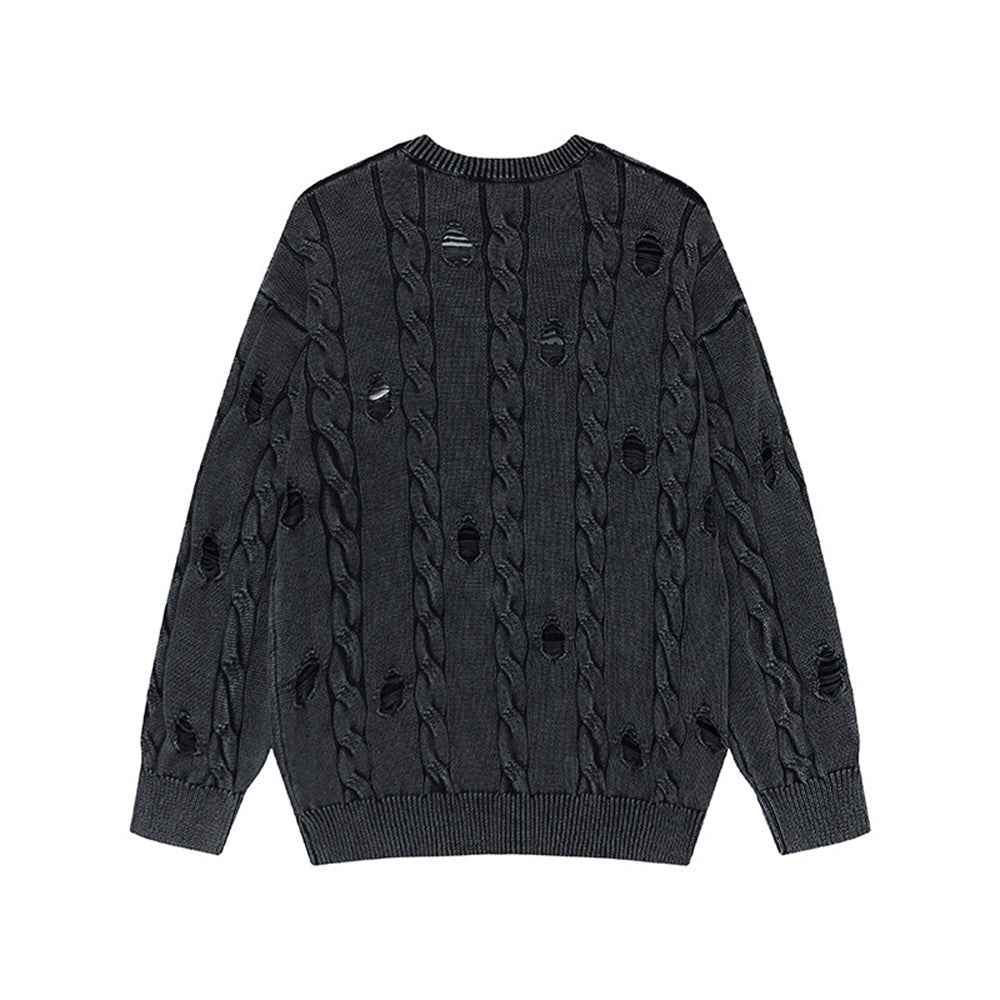 Essential Punk Distressed Long Sleeve Knit Sweater