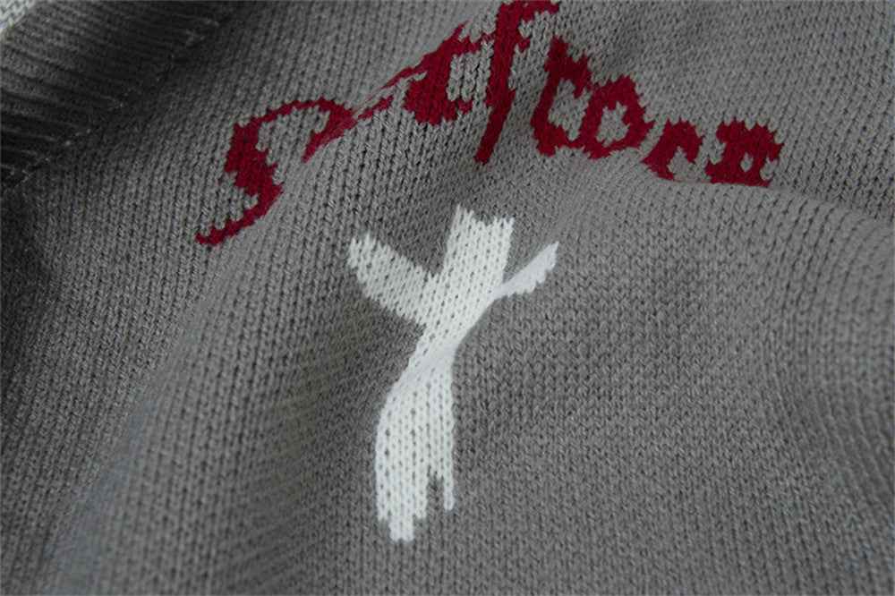 Punk Cross Destroyed Loose Knit Cardigan