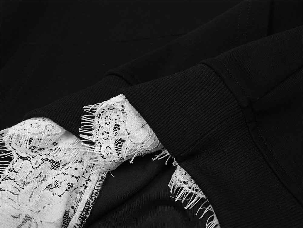 Stylish Flattering Lace Trim Butterfly Hoodie