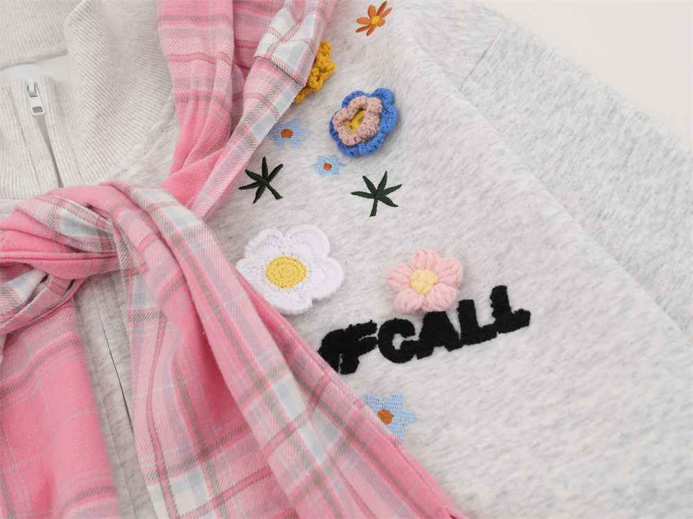 Y2K Cozy Detachable Floral Style Hooded Sweatshirt