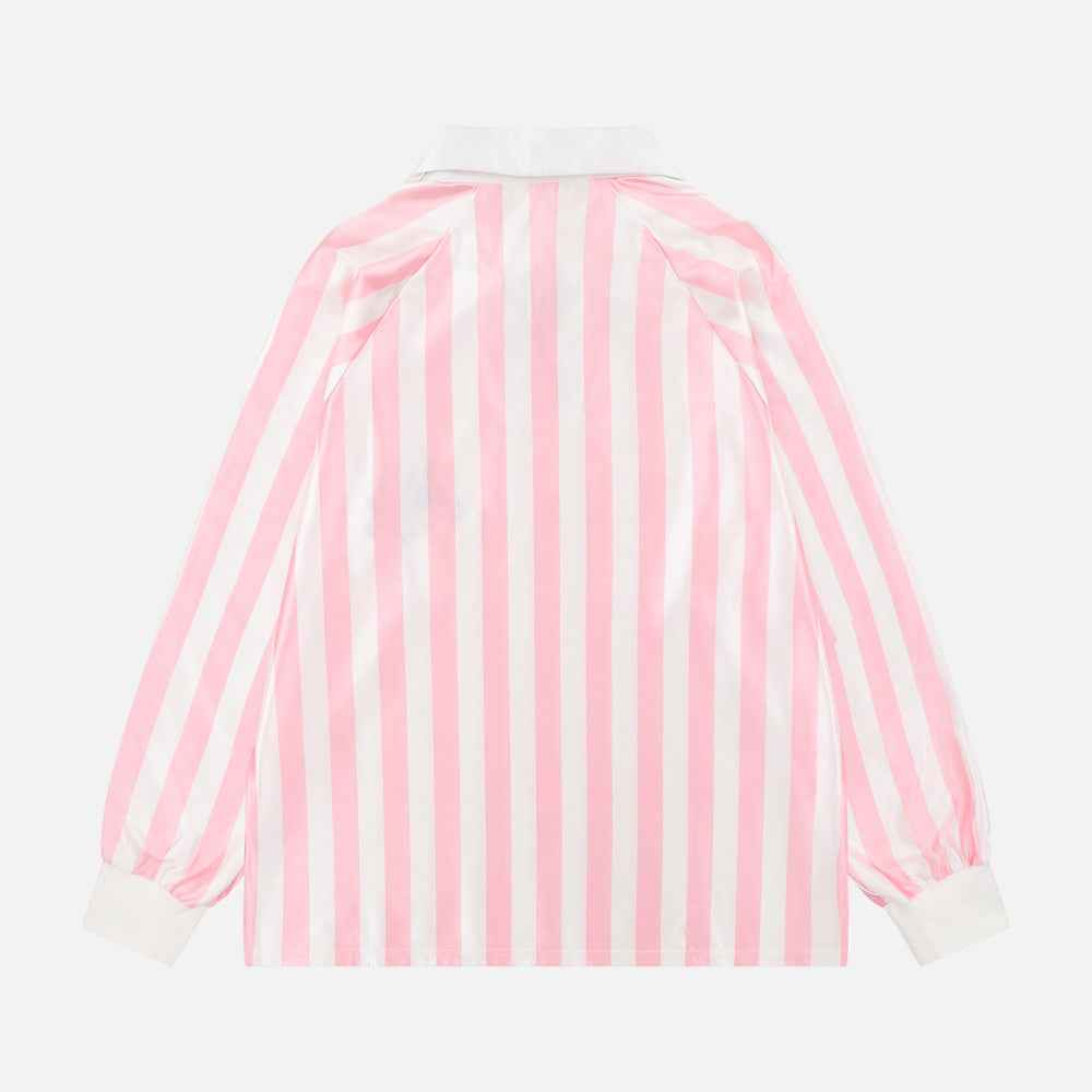 Stylish Striped Loose Fit V-Neck Long-Sleeve T-Shirt