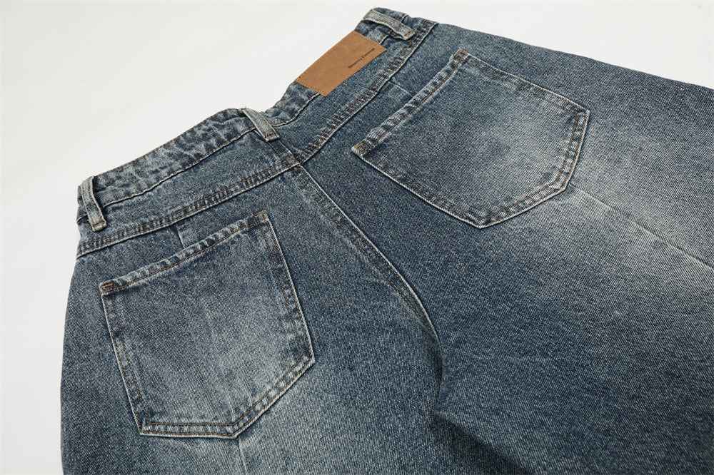 Premium Streetwear Distressed Denim Wide Leg Jeans