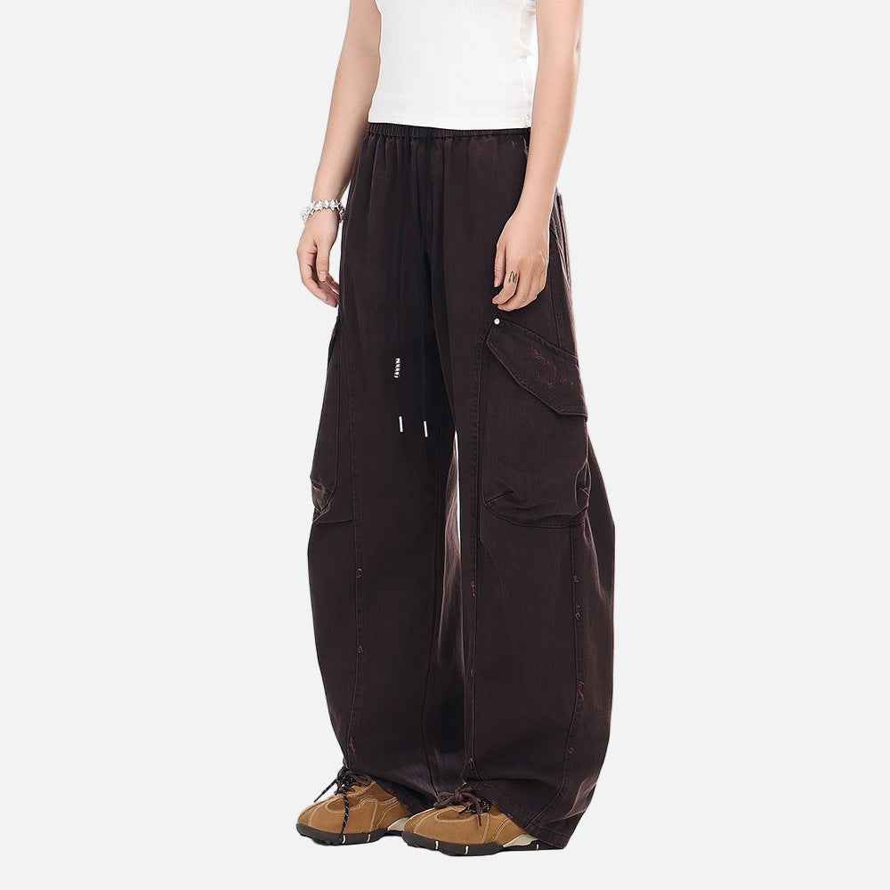 Streetwear Distressed Wide Leg Workwear Cargo Pants