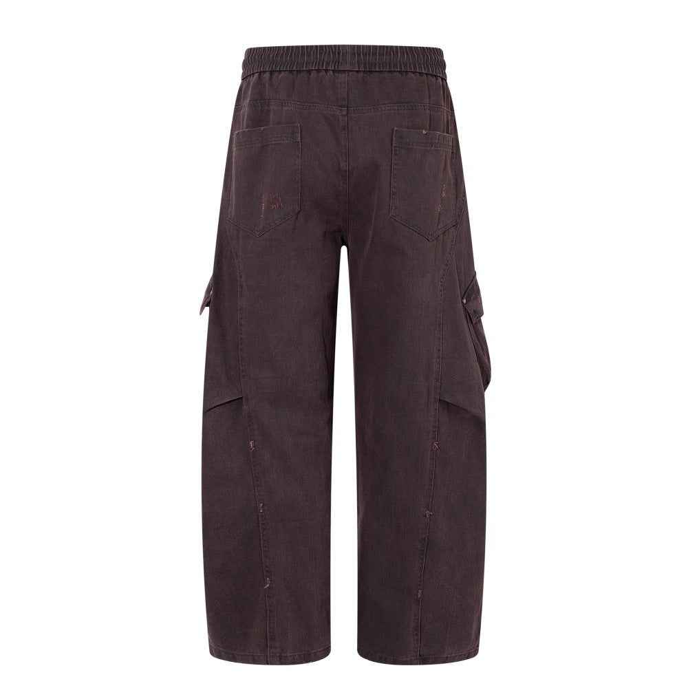 Streetwear Distressed Wide Leg Workwear Cargo Pants