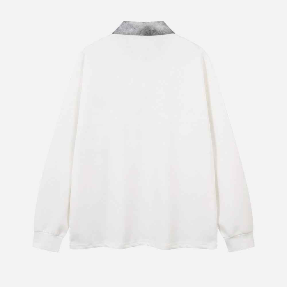 Streetwear Color Block Stand Collar Long Sleeve T-Shirt