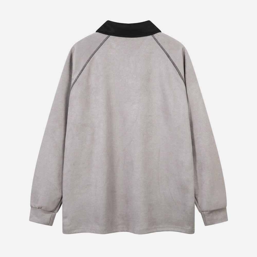 Autumn Oversized Embroidered Polo Long Sleeve T-Shirt